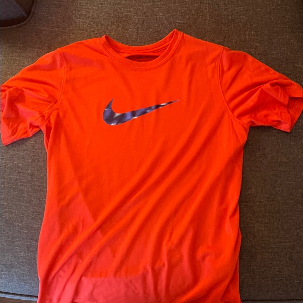 Nike Men's Bright Orange Tee with Black Swoosh